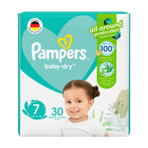 حفاضات اطفال بامبرز بيبي دري رقم 7, 30 حفاظة 15+ كج